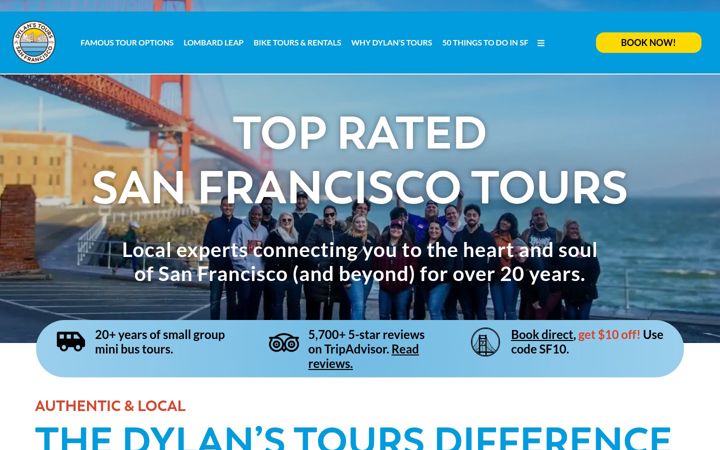 Screenshot of dylanstours.com