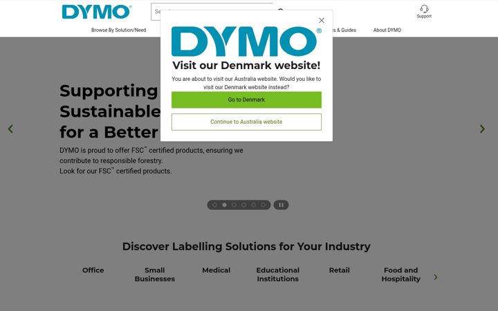 Posnetek zaslona dymo.com.au