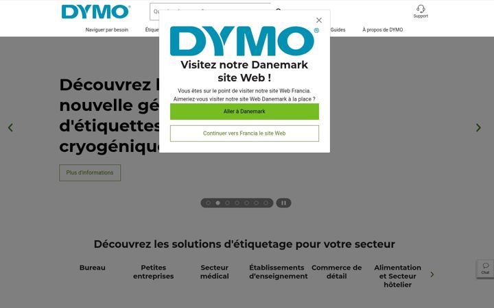 Kuvakaappaus sivustosta dymo.fr