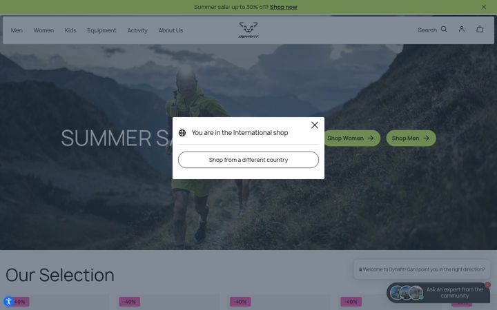 Screenshot of dynafit.com