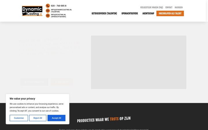Screenshot di dynamiccasting.nl