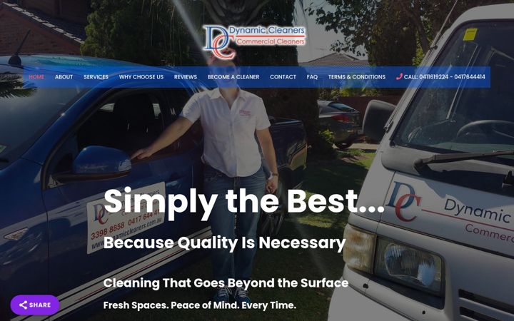 Posnetek zaslona dynamiccleaners.com.au