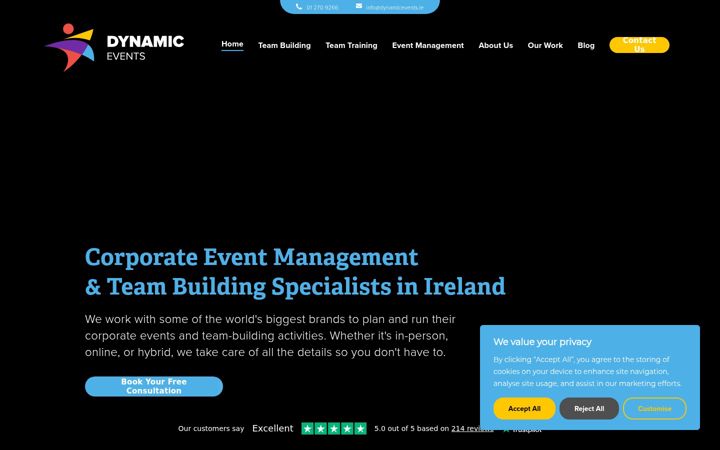 Екранна снимка на dynamicevents.ie