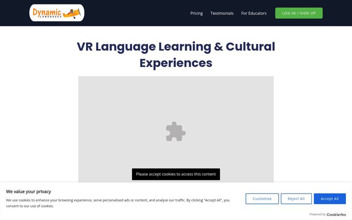 Captură de ecran a dynamiclanguages.org
