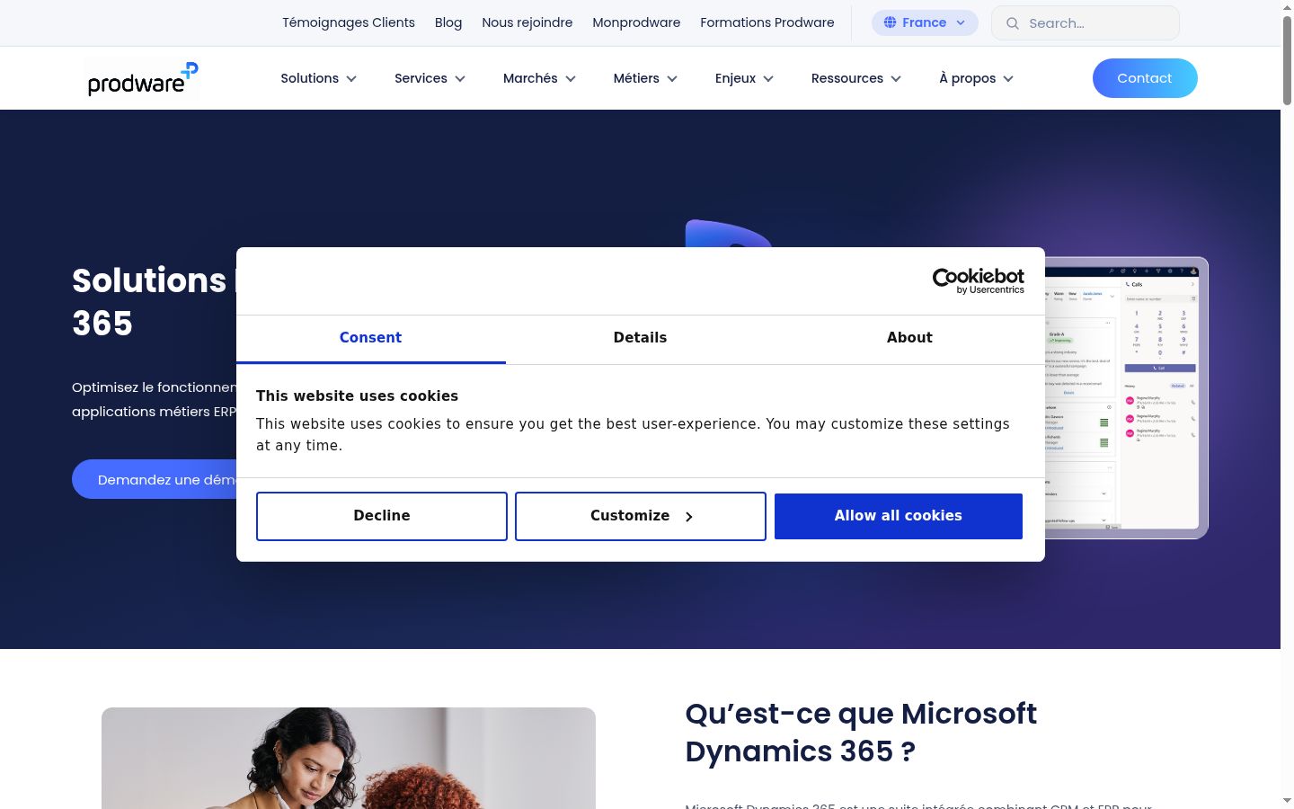 Screenshot of the consent banner shown before any interaction