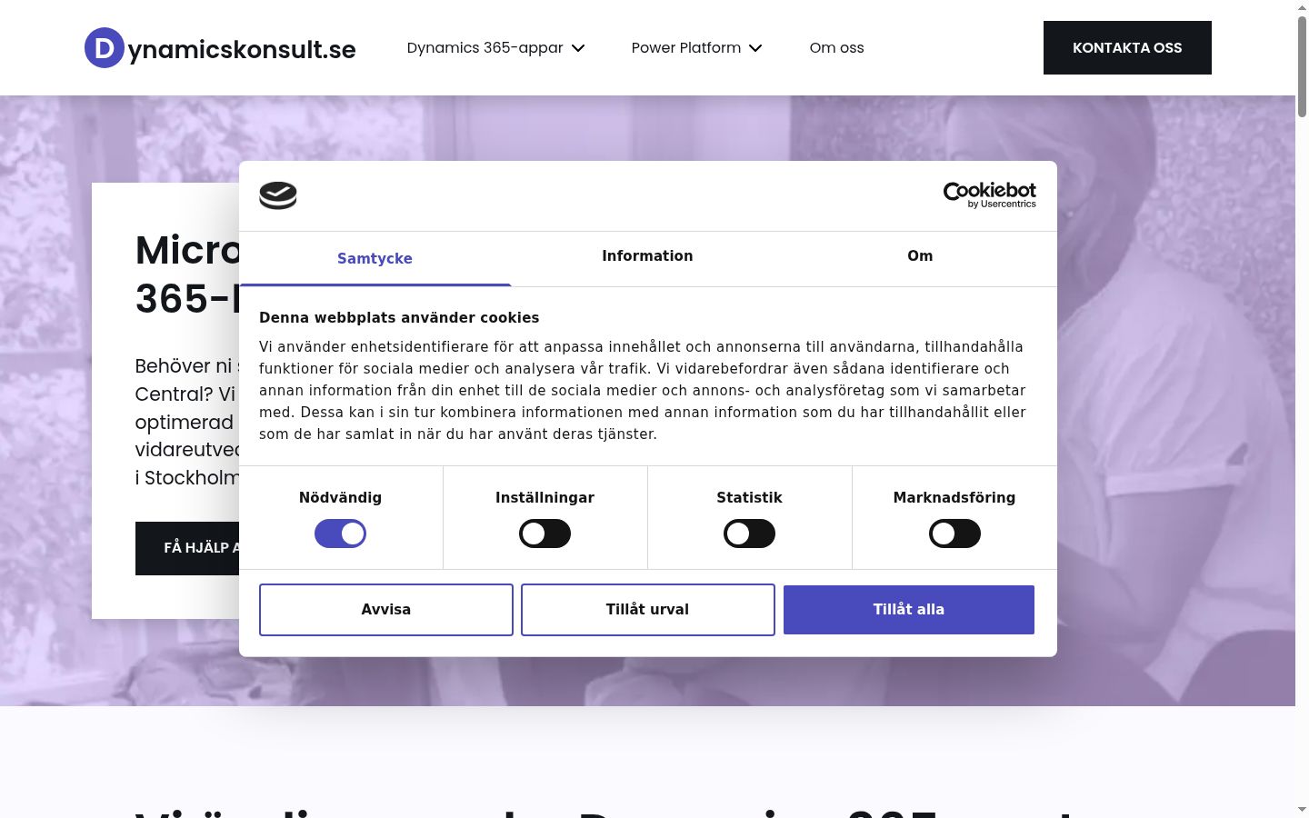 Screenshot tal-banner tal-kunsens muri qabel kwalunkwe interazzjoni