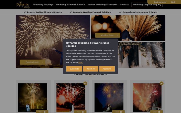 Kuvakaappaus sivustosta dynamicweddingfireworks.co.uk