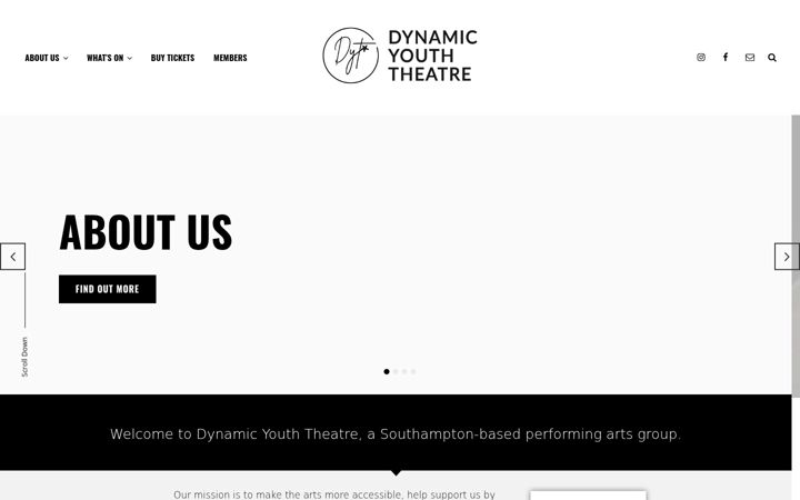 Captură de ecran a dynamicyouththeatre.org