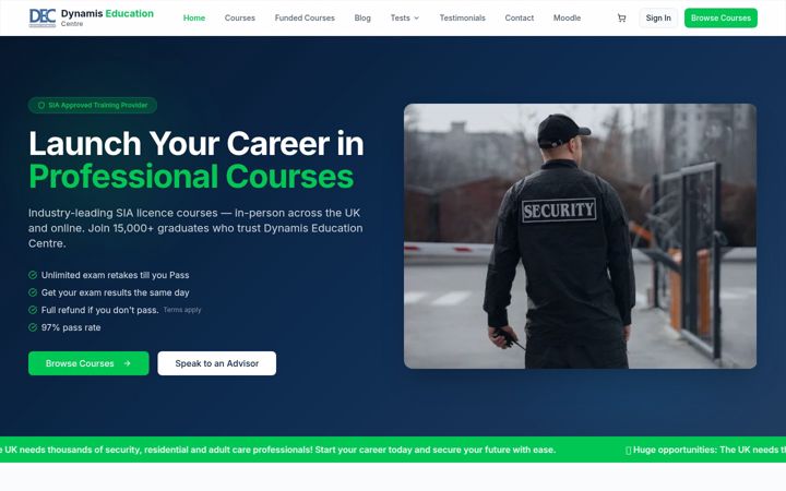 Kuvakaappaus sivustosta dynamiseducation.co.uk