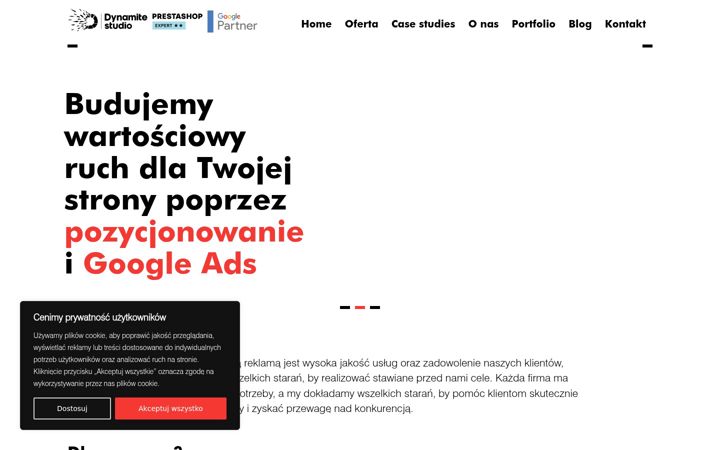 Snímek obrazovky dynamite-studio.pl