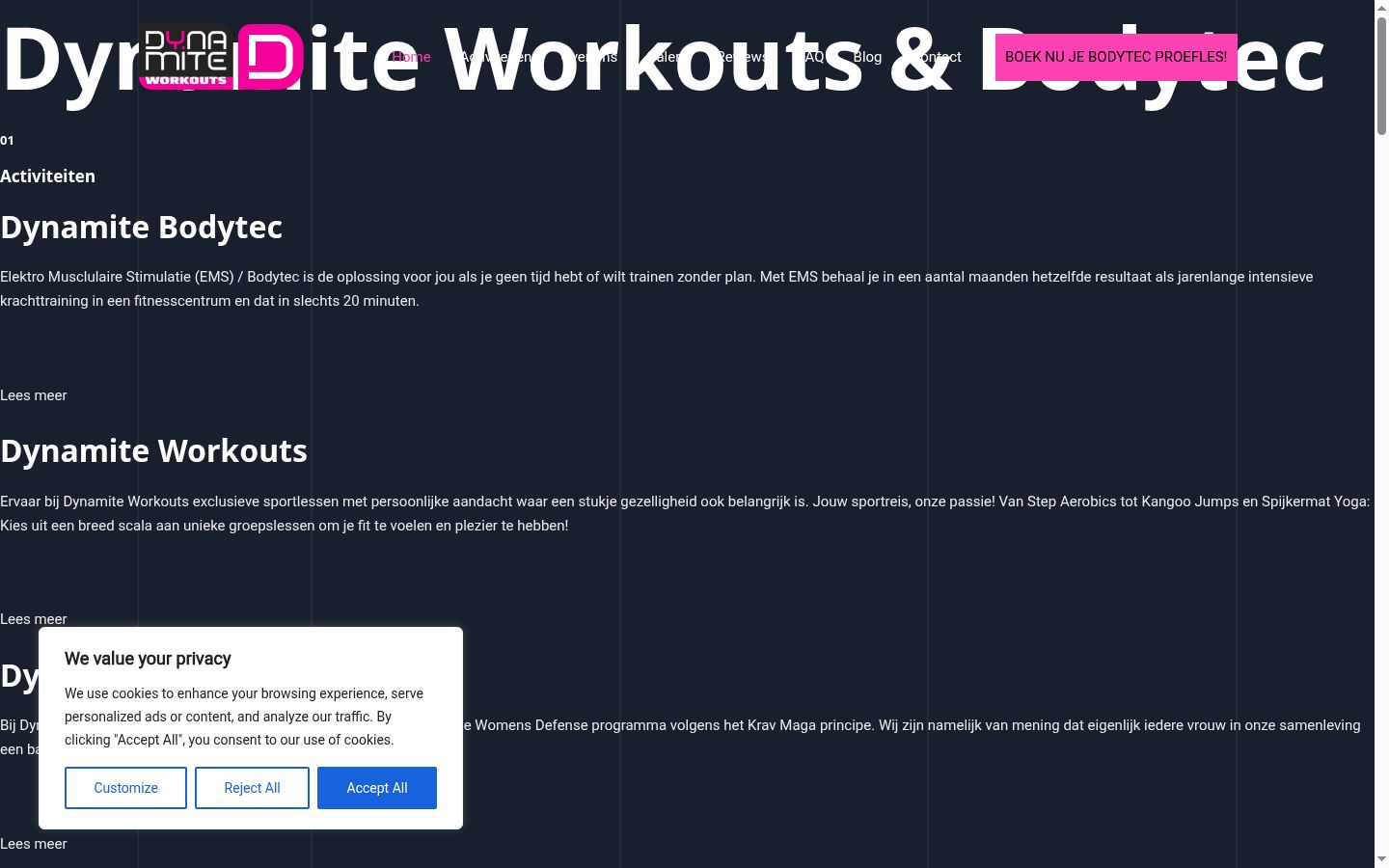 Screenshot del banner di consenso mostrato prima di qualsiasi interazione