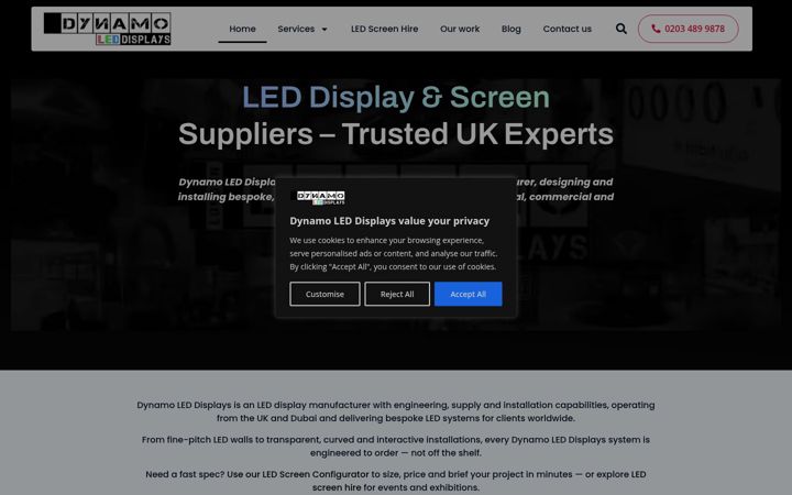Capture d'écran de dynamo-led-displays.co.uk