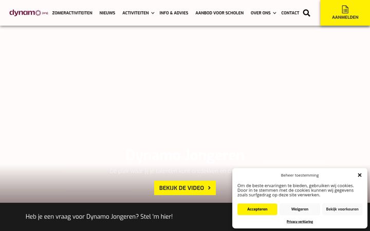 Screenshot di dynamojongeren.nl
