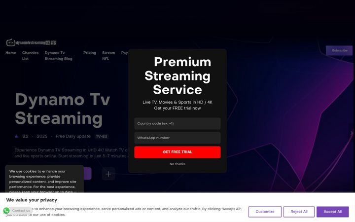 Screenshot of dynamotvstreaming.com