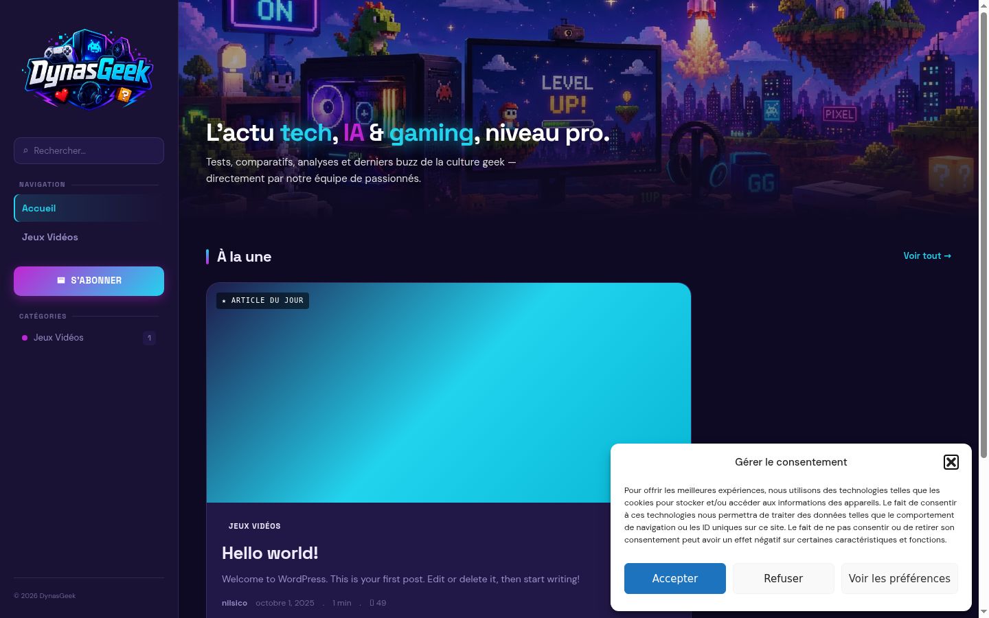 Screenshot tal-banner tal-kunsens muri qabel kwalunkwe interazzjoni