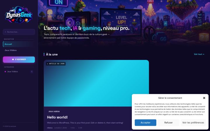 Screenshot of dynasgeek.fr
