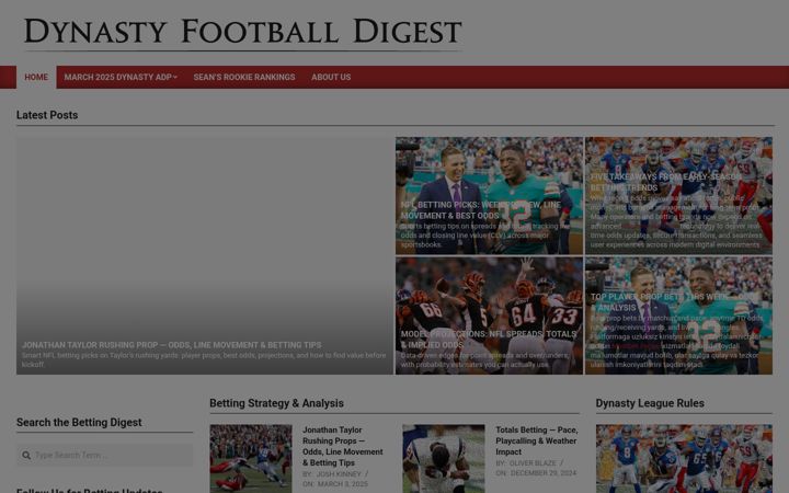 Screenshot of dynastyfootballdigest.com
