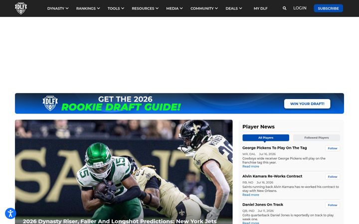 Screenshot of dynastyleaguefootball.com