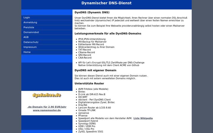 Screenshot of dyndnsfree.de