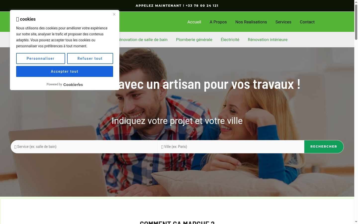 Screenshot del banner di consenso mostrato prima di qualsiasi interazione