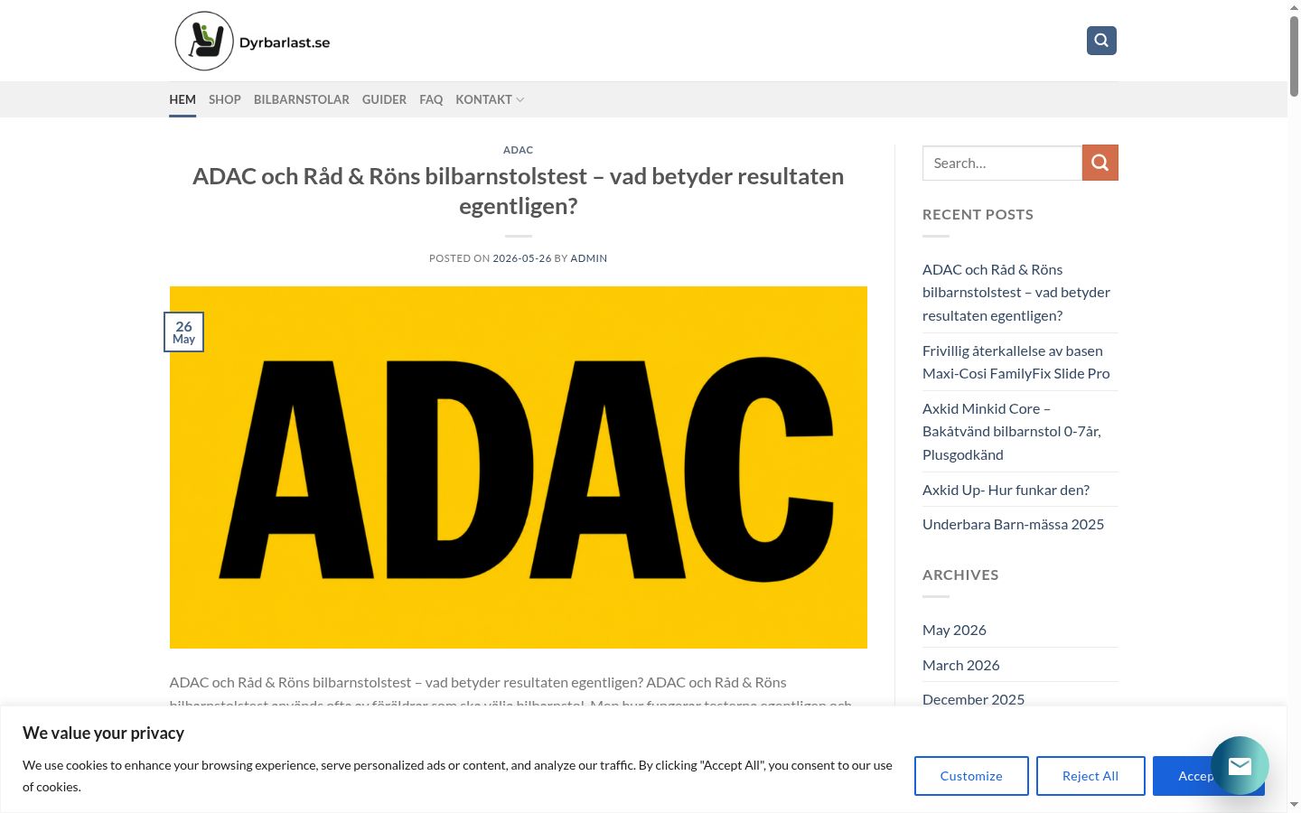 Capture d'écran de la bannière de consentement affichée avant toute interaction