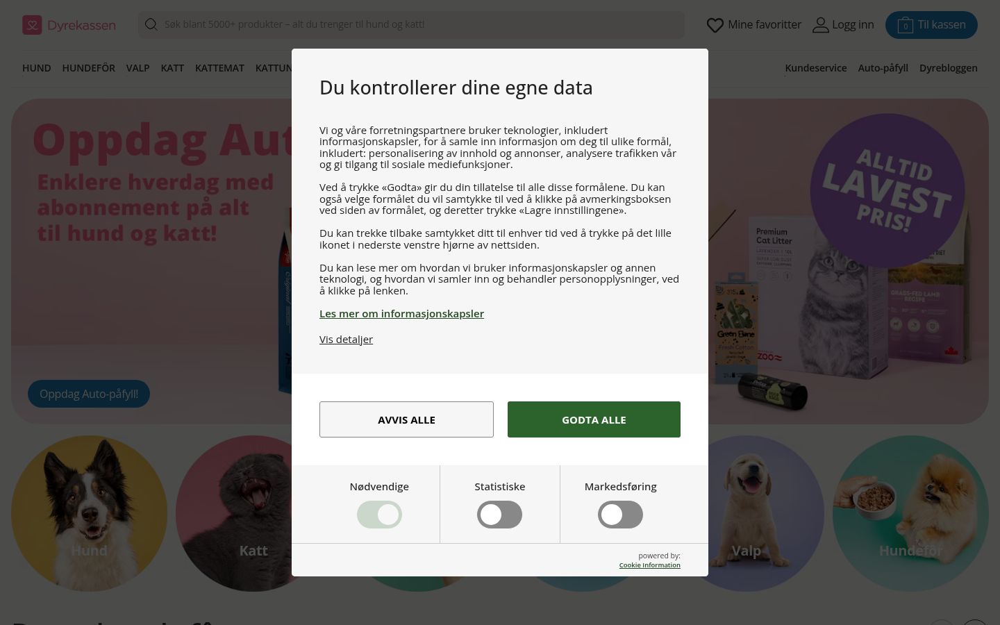 Kuvakaappaus suostumusbannerista, joka näytettiin ennen mitään vuorovaikutusta