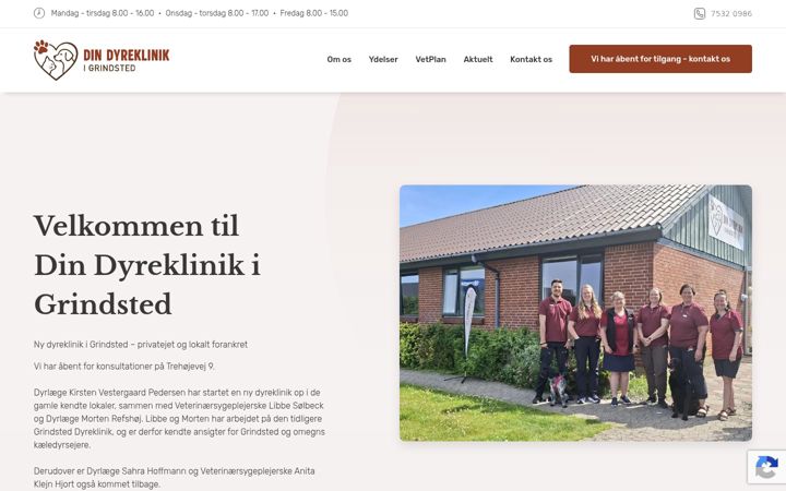 Ekraanipilt saidist dyreklinik-grindsted.dk