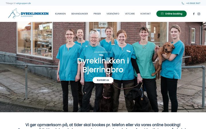 Ekraanipilt saidist dyreklinikken-bjerringbro.dk