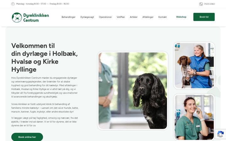 Ekraanipilt saidist dyreklinikkencentrum.dk