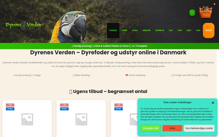 Ekraanipilt saidist dyrenes-verden.dk
