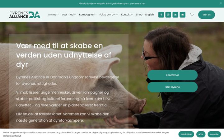 Ekraanipilt saidist dyrenesalliance.dk
