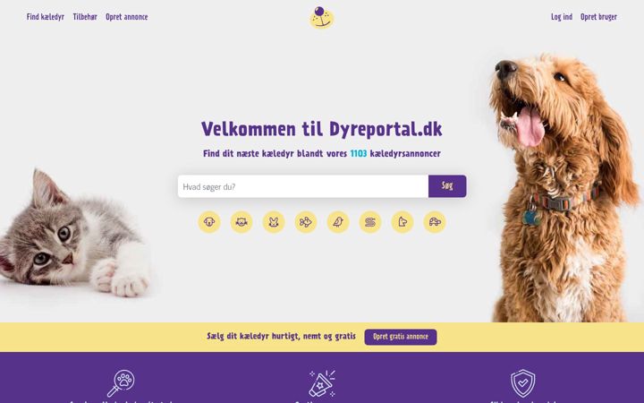 Ekraanipilt saidist dyreportal.dk