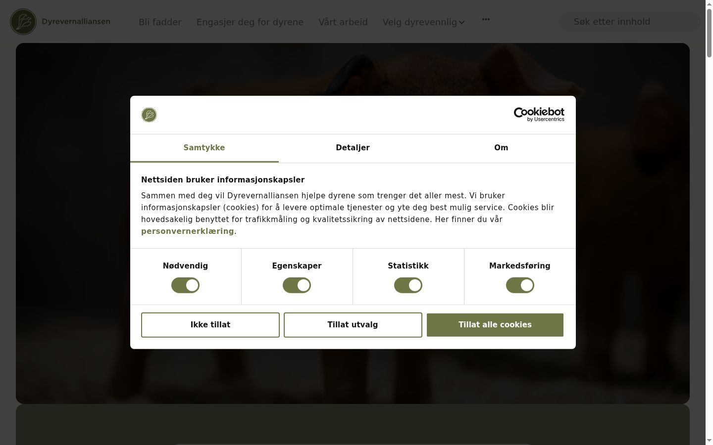 Screenshot of the consent banner shown before any interaction