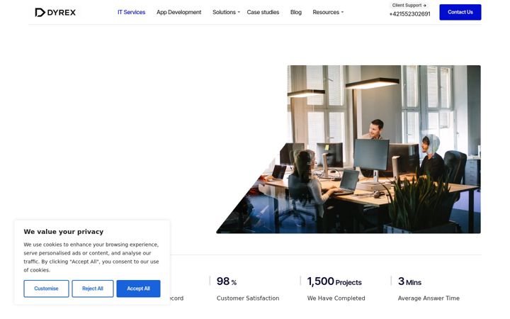 Screenshot stránky dyrex.io