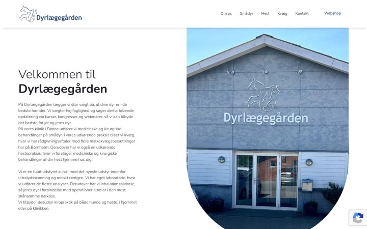 Kuvakaappaus sivustosta dyrlaegegaardenbornholm.dk