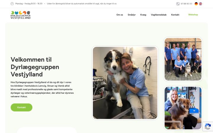 Screenshot of dyrlaegegruppenvest.dk