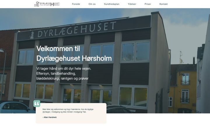 Screenshot von dyrlaegehusethoersholm.dk