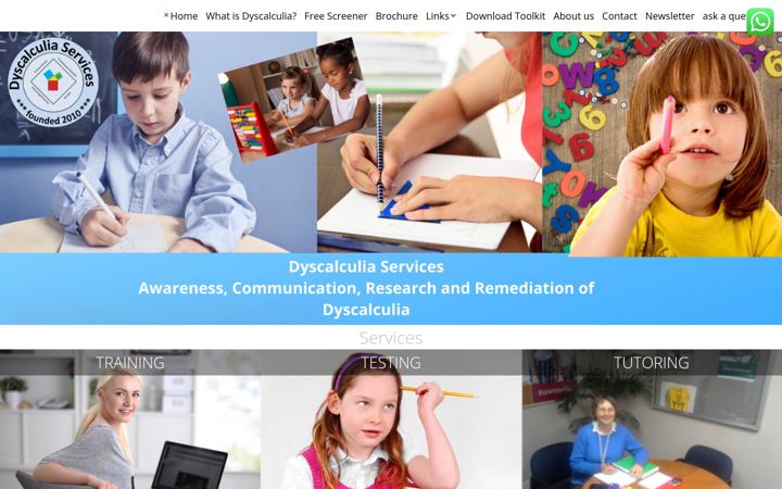 Screenshot of dyscalculiaservices.com