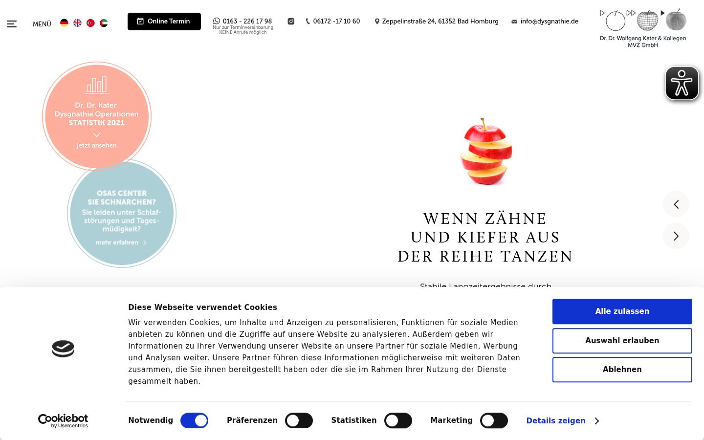 Screenshot des Einwilligungsbanners vor jeglicher Interaktion