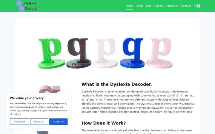 Screenshot of dyslexiadecoder.com