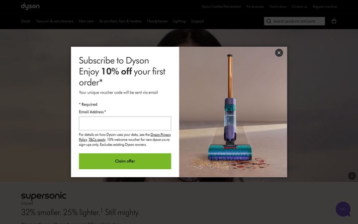 Screenshot of dyson.co.nz