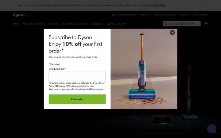 Screenshot of dyson.com.au