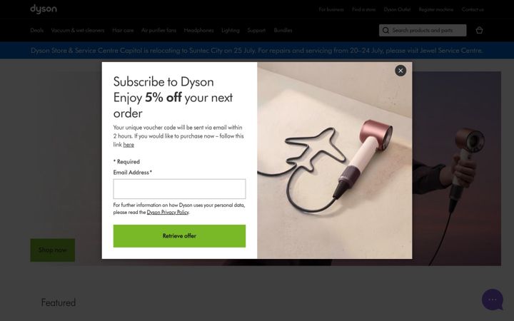 Screenshot of dyson.com.sg