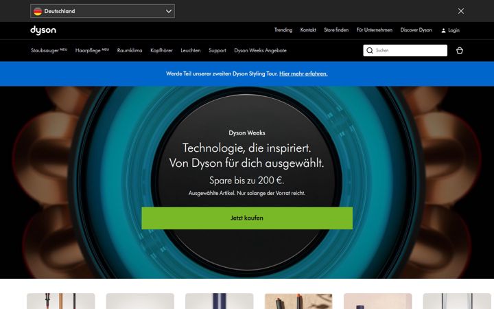 Screenshot di dyson.de