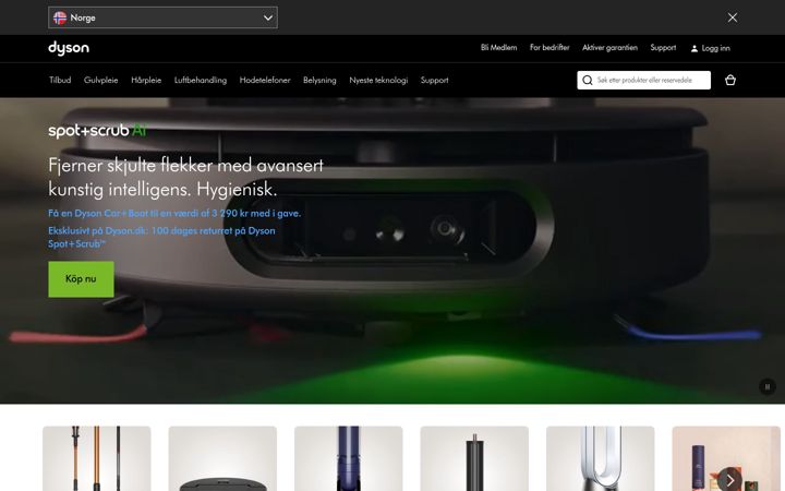 Screenshot of dyson.no