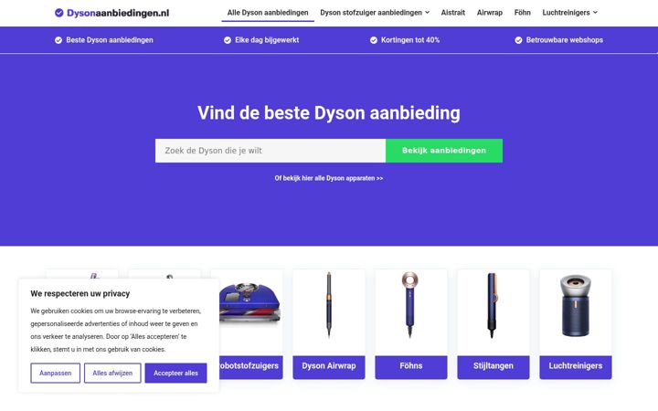 Screenshot di dysonaanbiedingen.nl