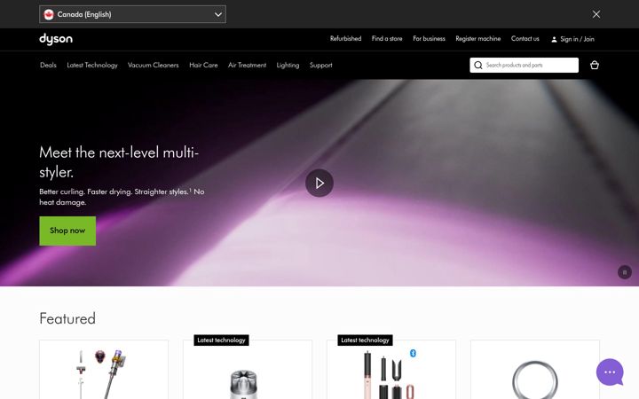 Screenshot of dysoncanada.ca