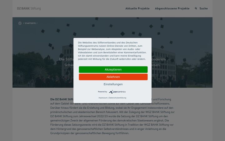 Snimka zaslona za dz-bank-stiftung.de