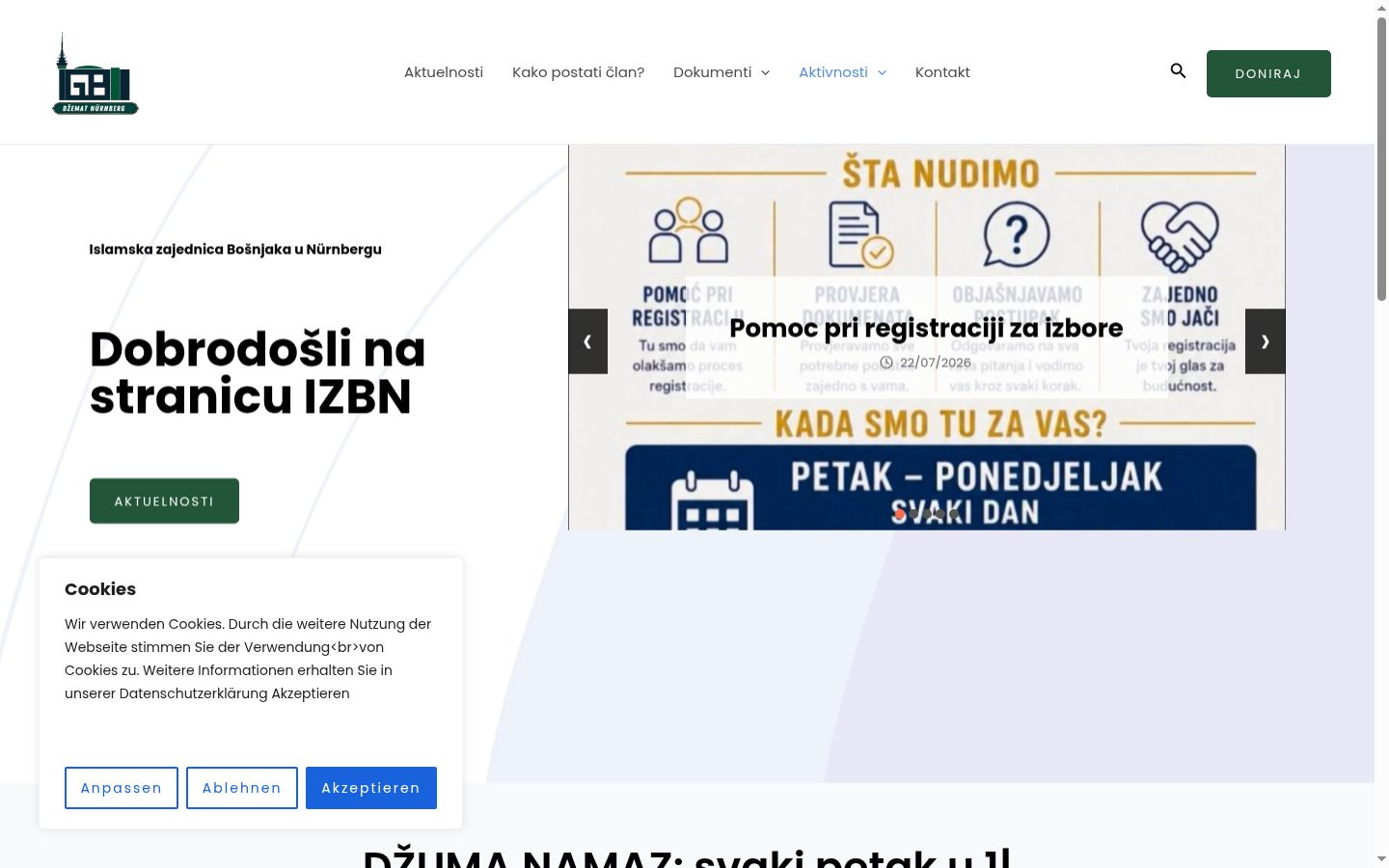 Captura de pantalla del banner de consentimiento mostrado antes de cualquier interacción