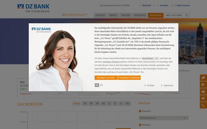 Screenshot of dzbank-wertpapiere.de